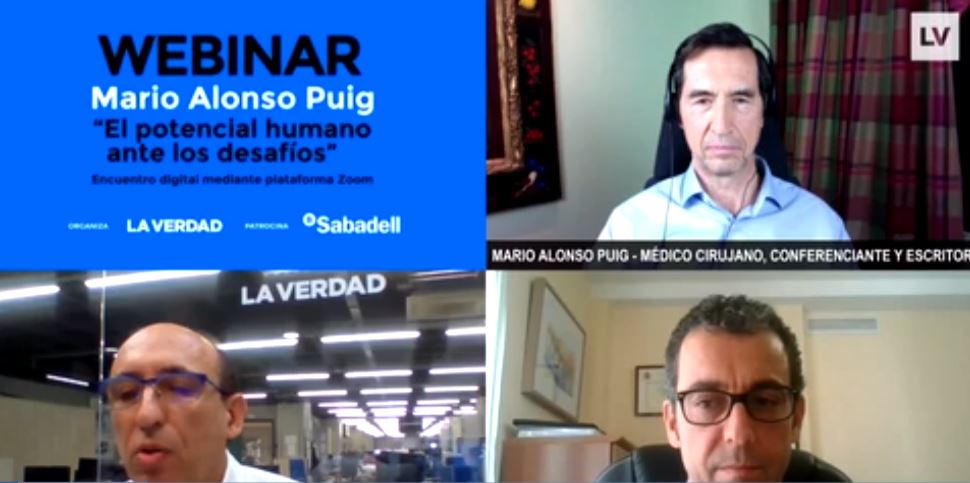 El cirujano y escritor Mario Alonso Puig anima en una webinar a encontrar la fortaleza interior para hacer frente a los desafíos actuales